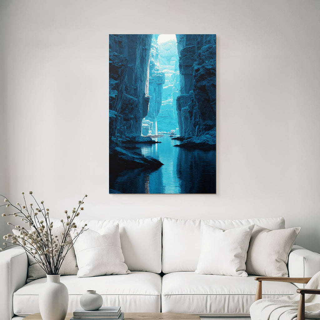 Polarlicht Fantastische Landschaft Narrow River Tower Cliffs Icy Reflections | Fjorde und Gletscher | Landschaften