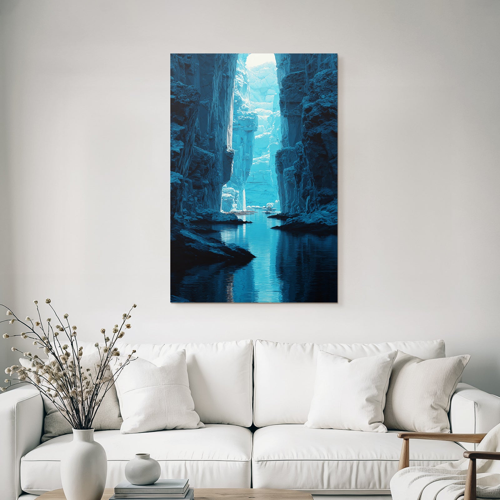 Polarlicht Fantastische Landschaft Narrow River Tower Cliffs Icy Reflections | Fjorde und Gletscher | Landschaften