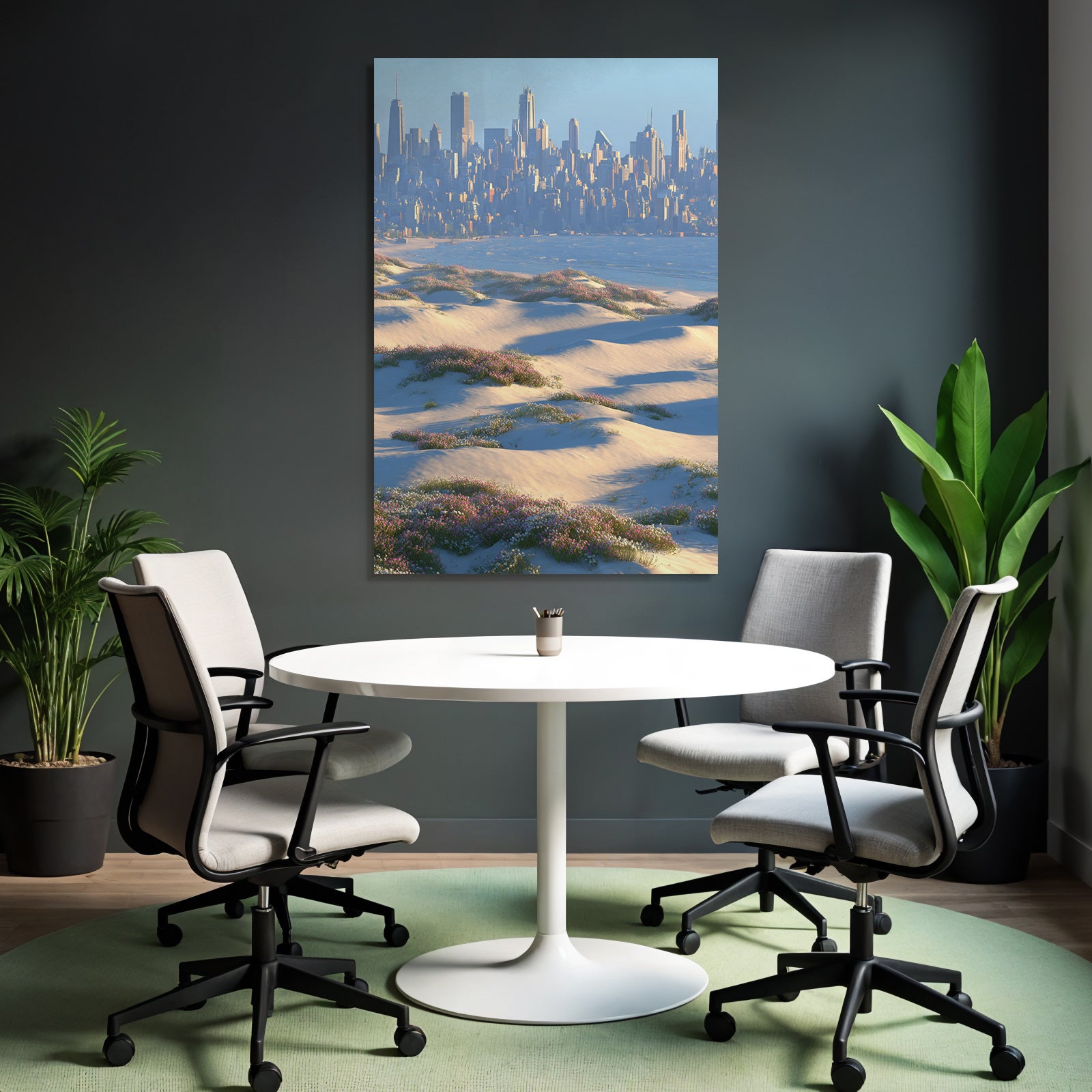 Sanddünen Blumen Stadt Skyline Küste | Duenen und Heide | Landschaften