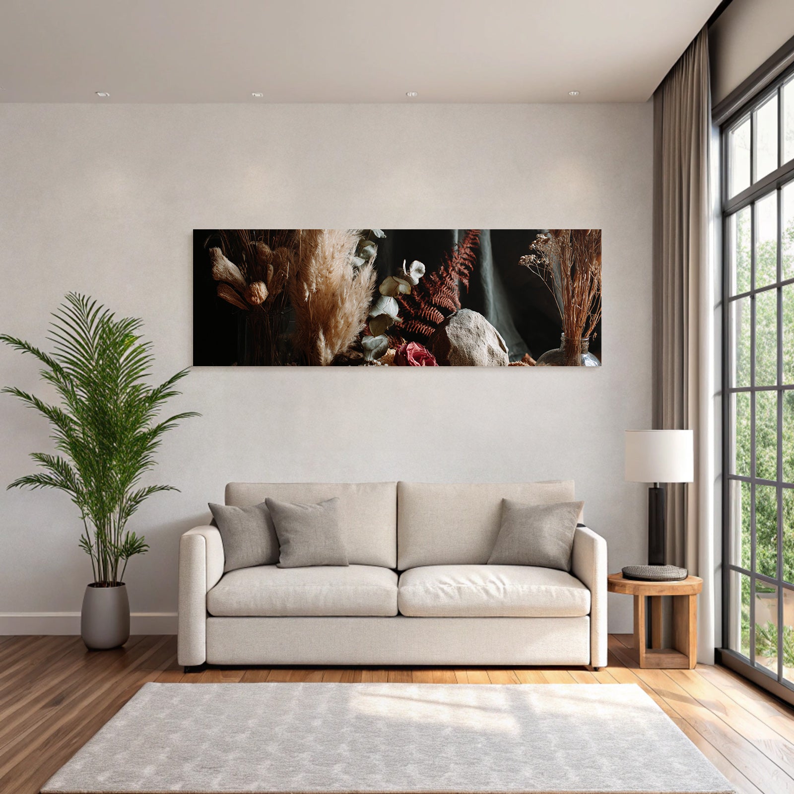 Trocken Retro Flowers Trockene Pflanzen Stillleben Dunkler Hintergrund Draperie