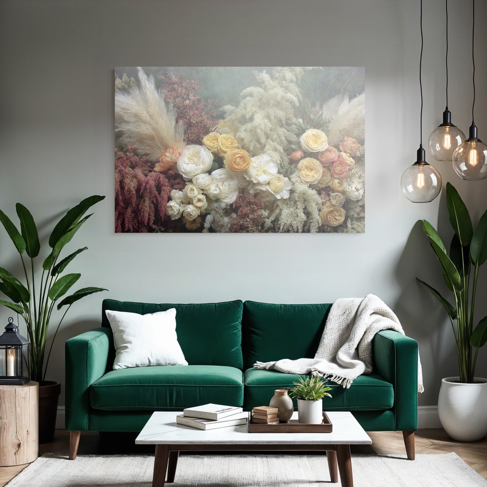 Trocken Retro Flowers Getrocknete Anordnung Mit Botanischen Elementen