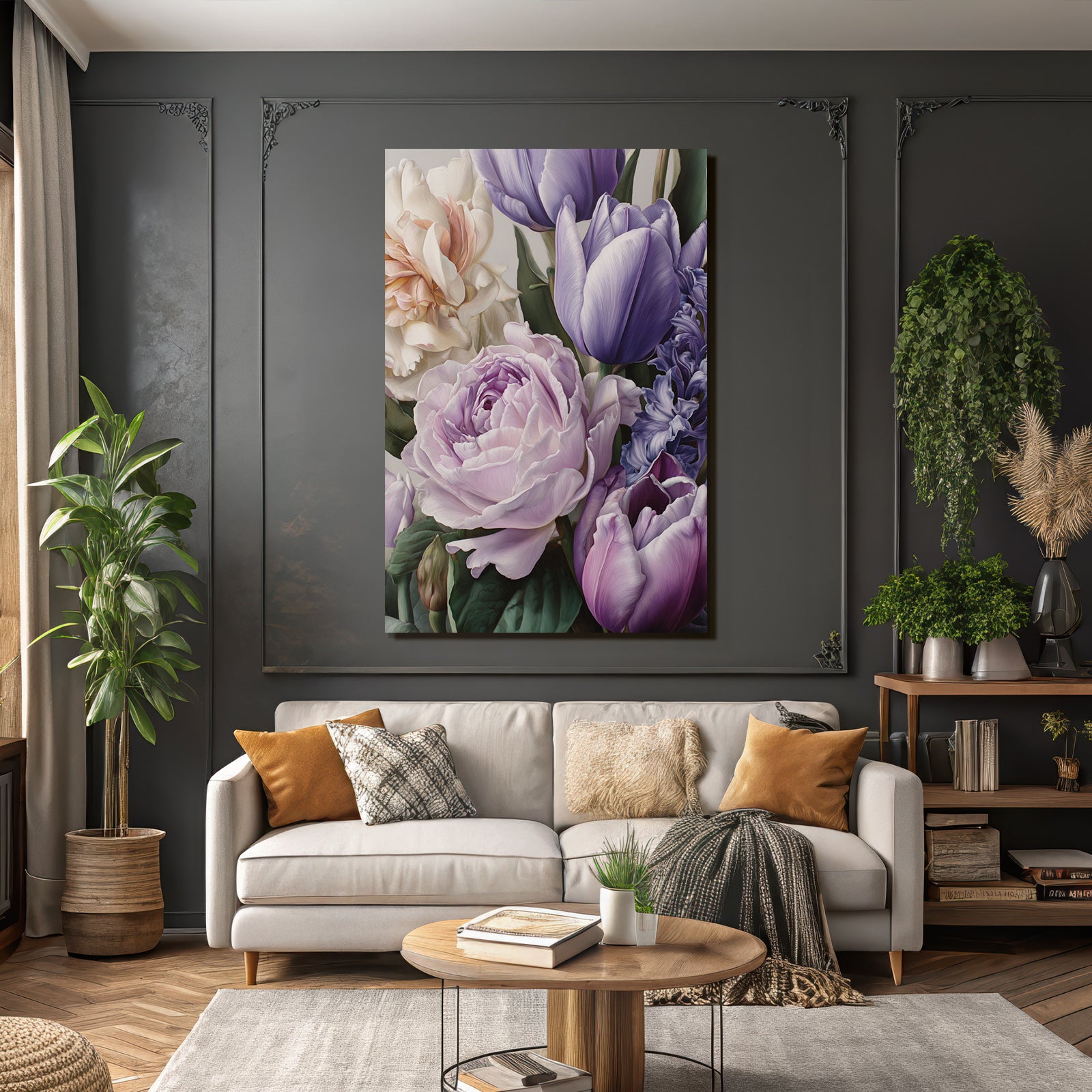 Strauss Pfingstrosen Und Tulpen In Sanften Farben