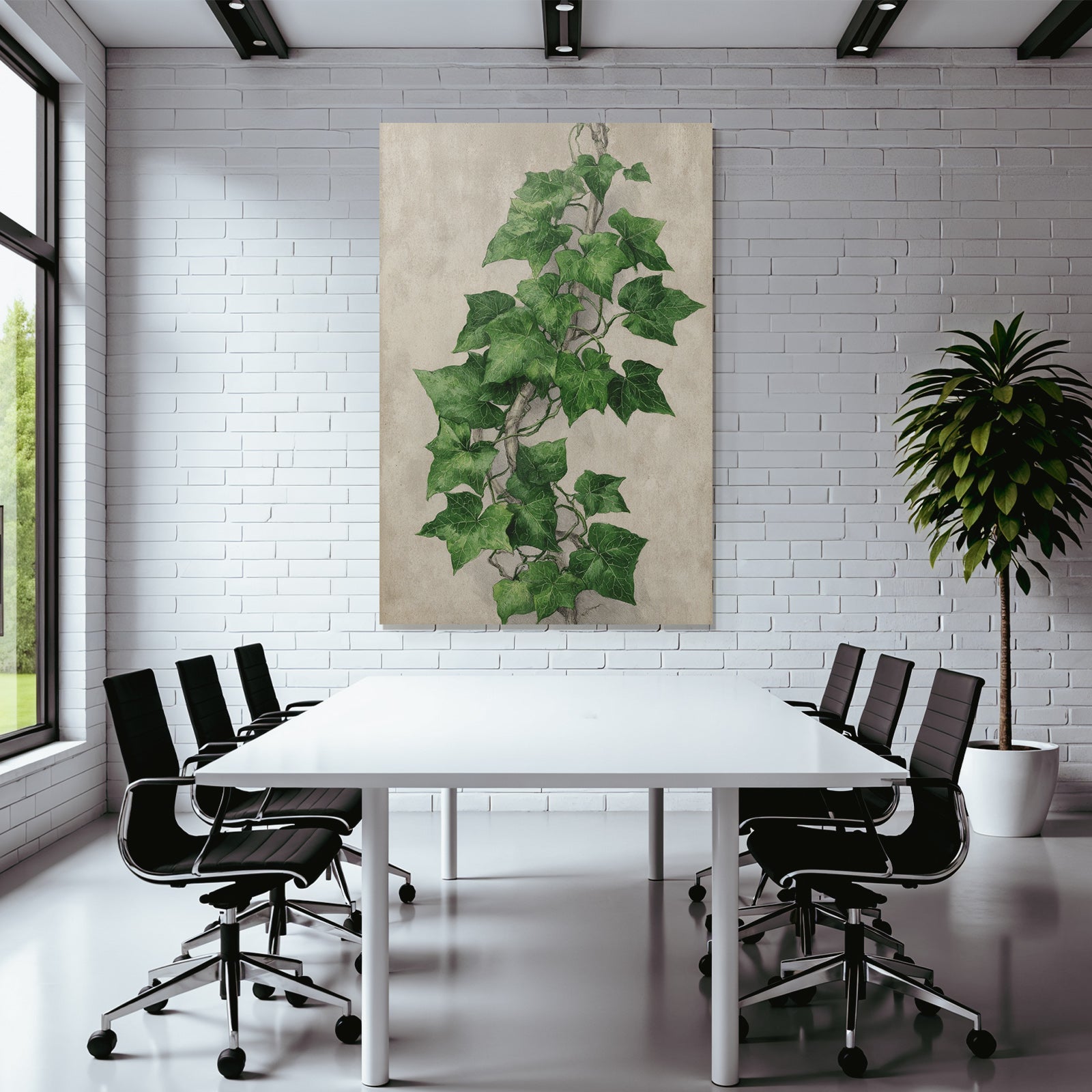 Efeu Blattillustration Mit Lebhafter Grüner Rankenstruktur