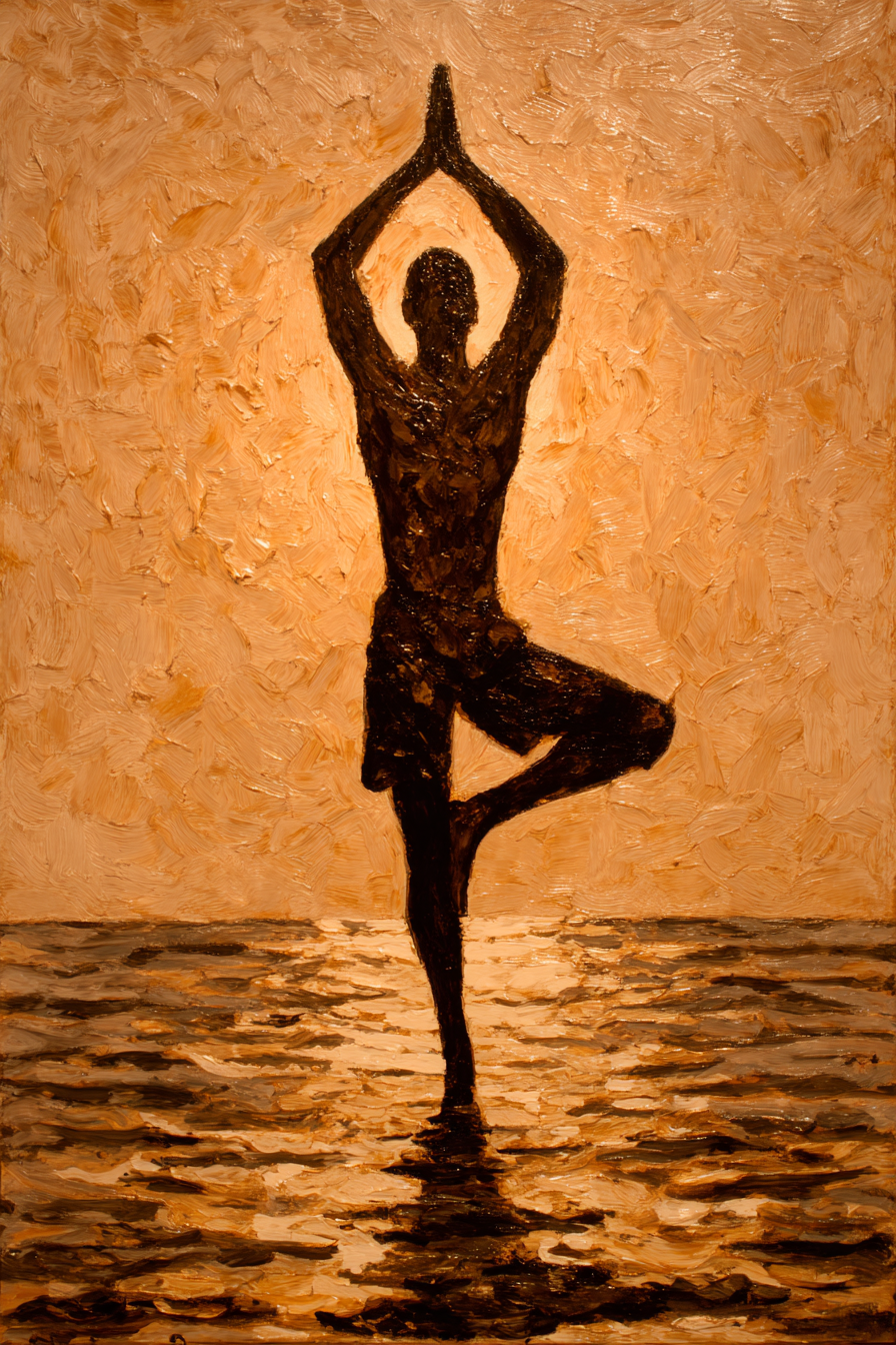 Yoga Meditation Baum Yoga Pose Beruhigung Ölmalerei | Yoga und Meditation | Themen und Hobbys