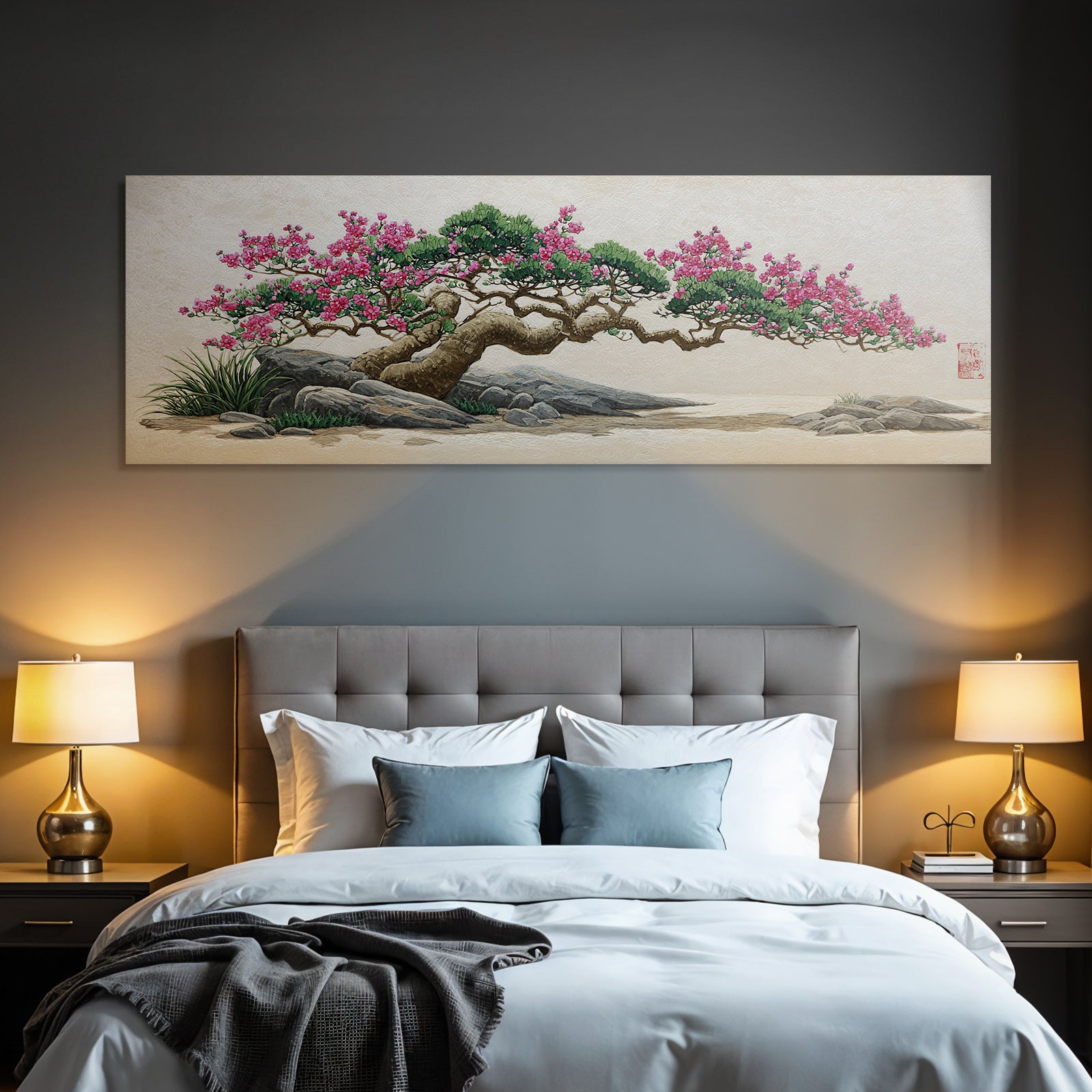 Baum Mit Rosafarbenen Blüten In Asiatischer Landschaft