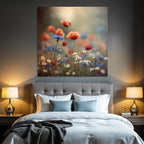 Traumhafte Wildwiese Mit Mohn Korn Und Gänseblümchen