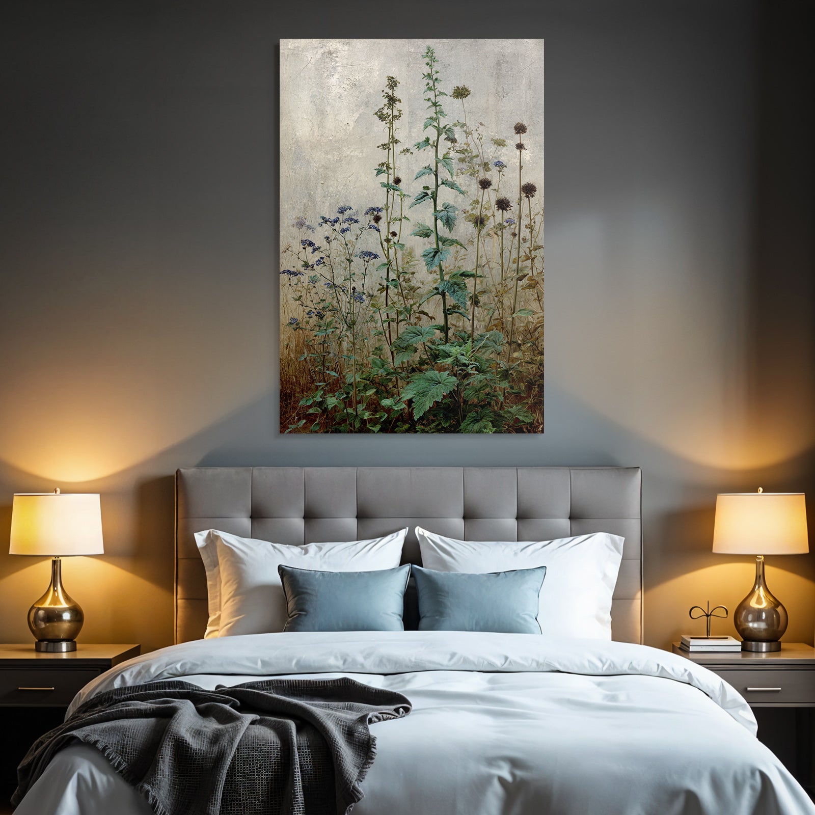 Botanische Studie Mit Und Pflanzen Vor Texturiertem Hintergrund