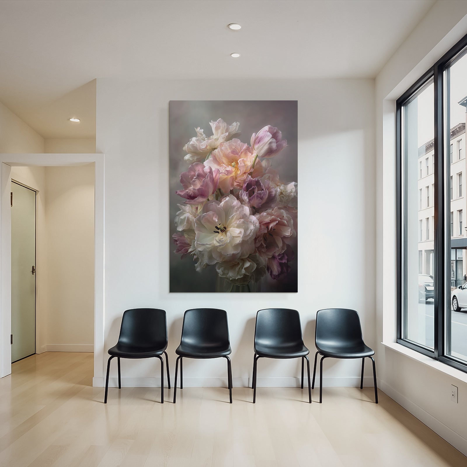 Blumiger Tulpenstrauss In Zarten Pastelltönen
