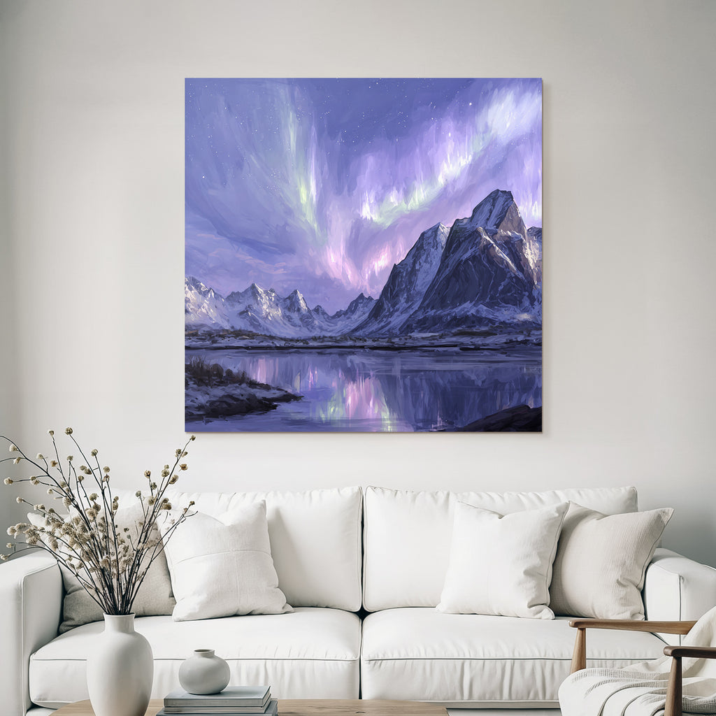 Polarlicht Ruhige Landschaft Mit Aurora Borealis Und Reflektion In Wasser | Fjorde und Gletscher | Landschaften