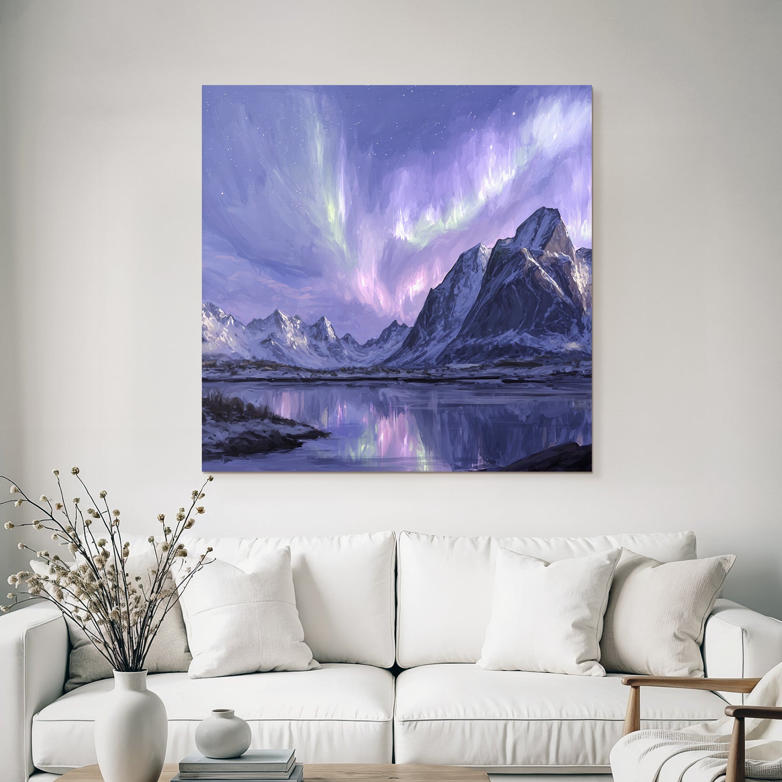 Polarlicht Ruhige Landschaft Mit Aurora Borealis Und Reflektion In Wasser | Fjorde und Gletscher | Landschaften