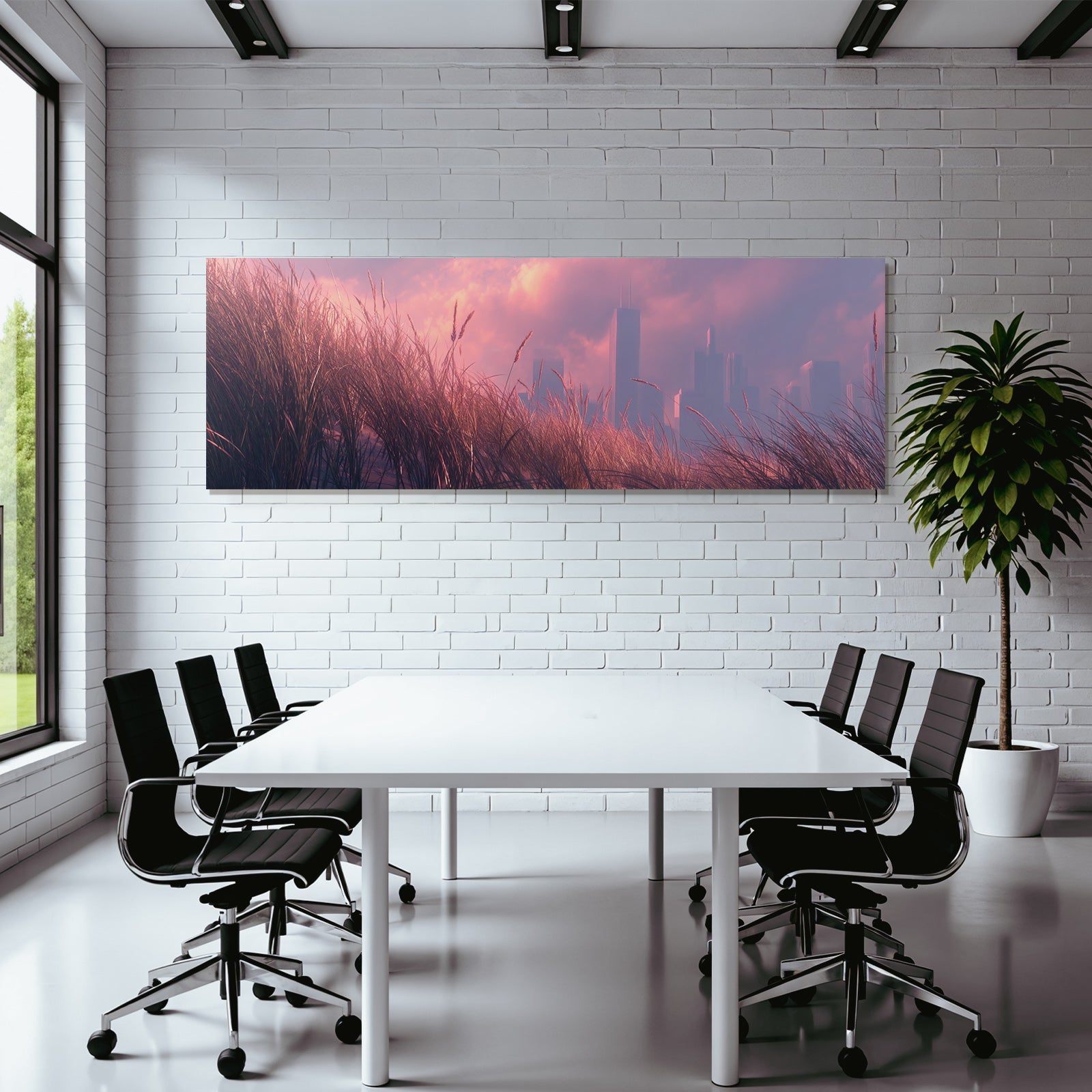 Ruhige Landschaft Grasstadt Skyline Sunset | Duenen und Heide | Landschaften