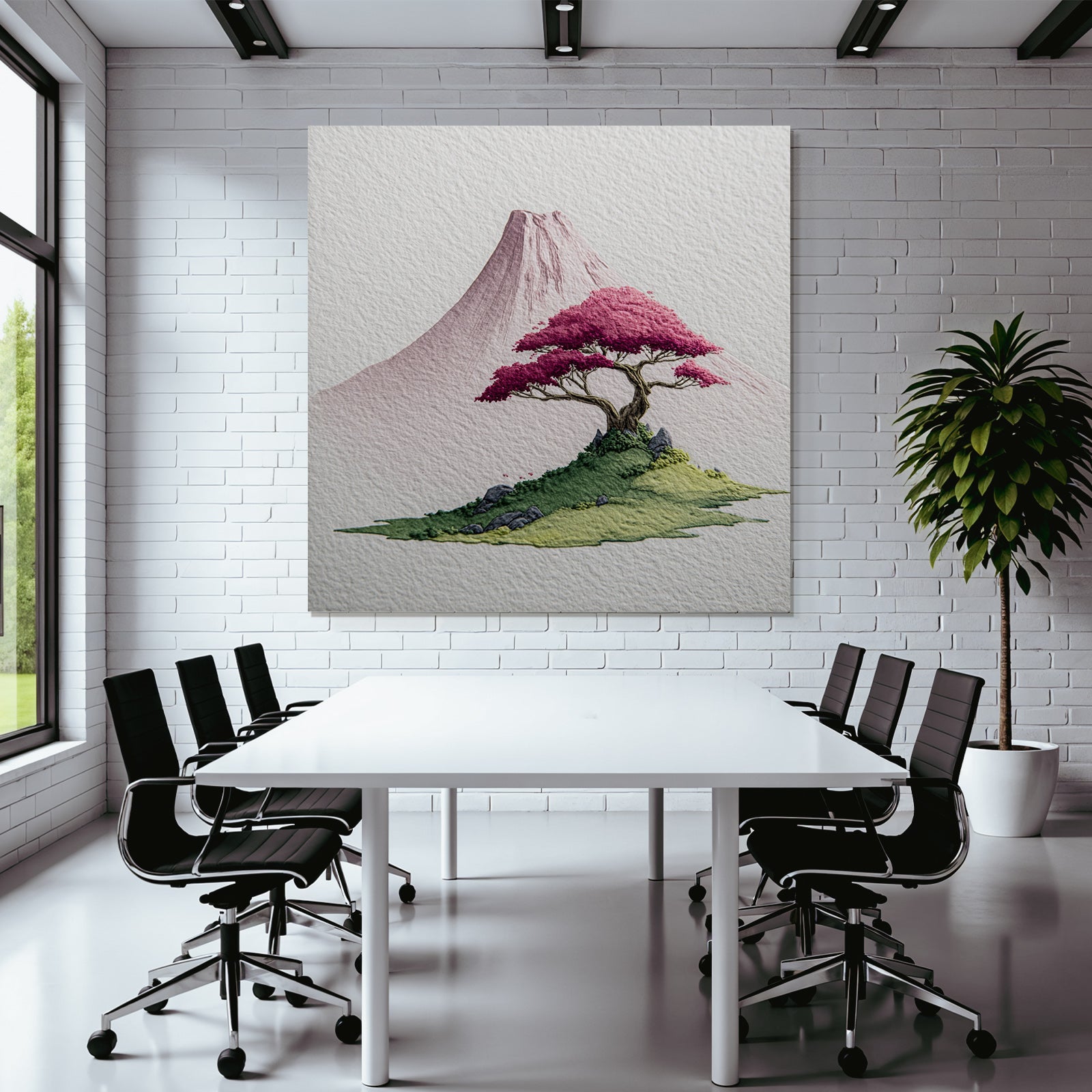 Kirschblütenbaum Vor Japanischer Berglandschaft