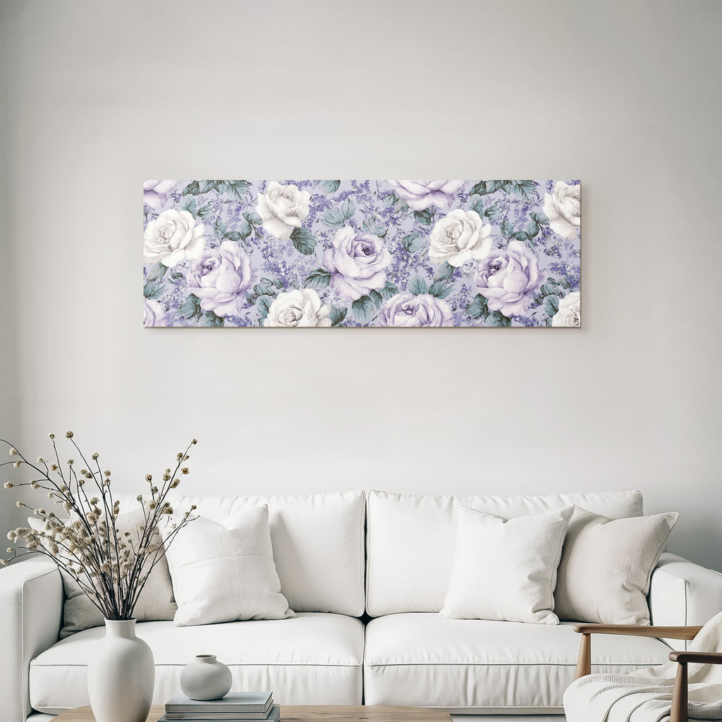 Zartes Rosenmuster Auf Lavendel Hintergrund