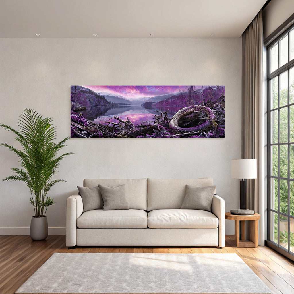 Polarlicht Surreale Landschaft Mit See Und Coiled Creature | Fjorde und Gletscher | Landschaften