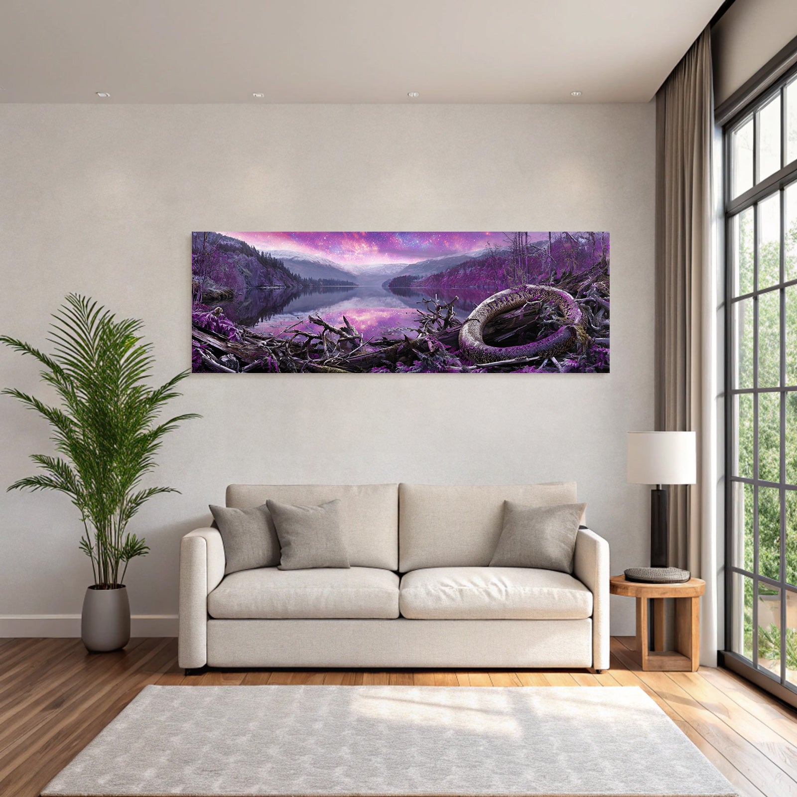 Polarlicht Surreale Landschaft Mit See Und Coiled Creature | Fjorde und Gletscher | Landschaften