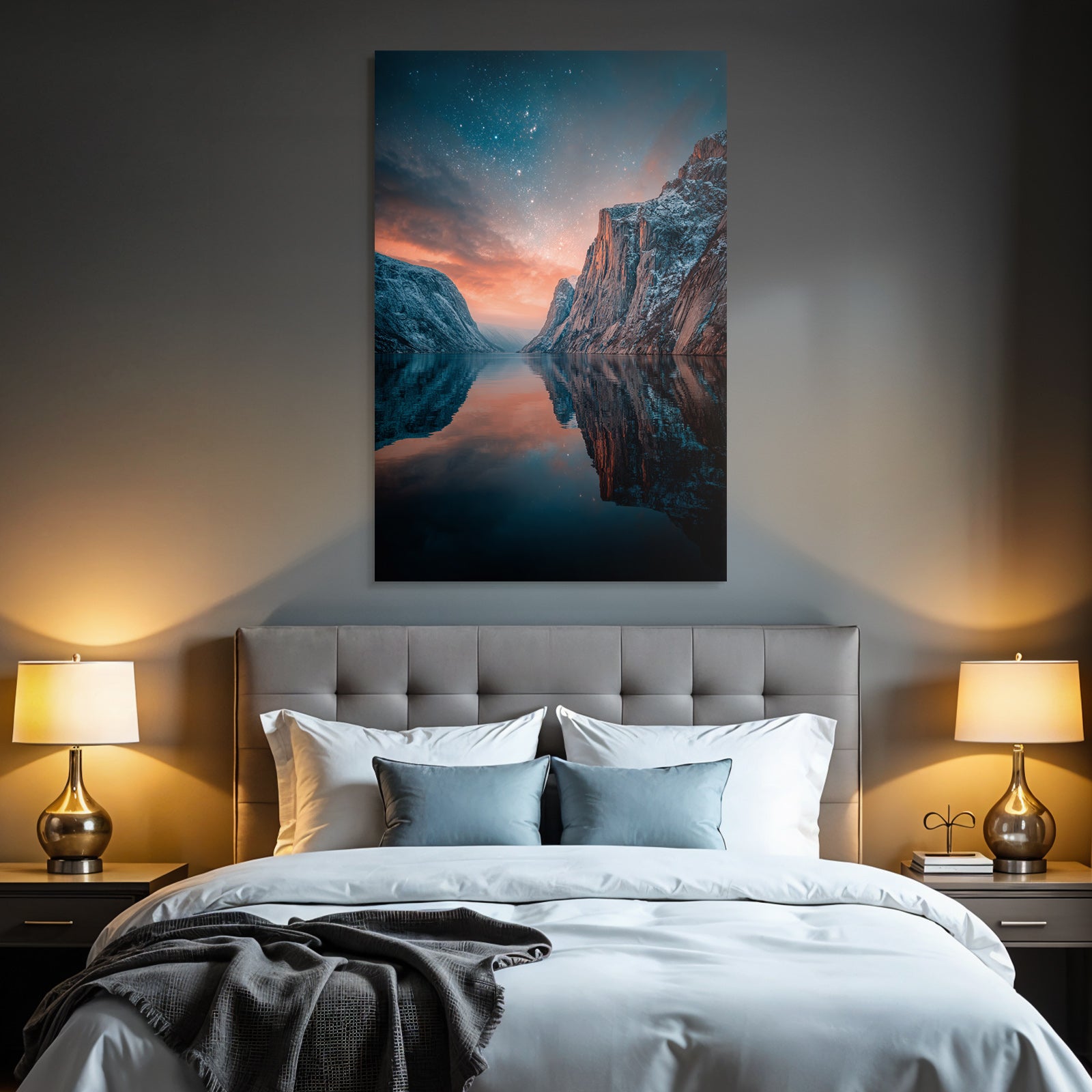 Polarlicht Natur Landschaft Reflexion Abend Dämmerung Sterne | Fjorde und Gletscher | Landschaften