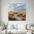 Friedliche Landschaft Sandy Terrain Gras Blumen Dawn Dusk | Duenen und Heide | Landschaften