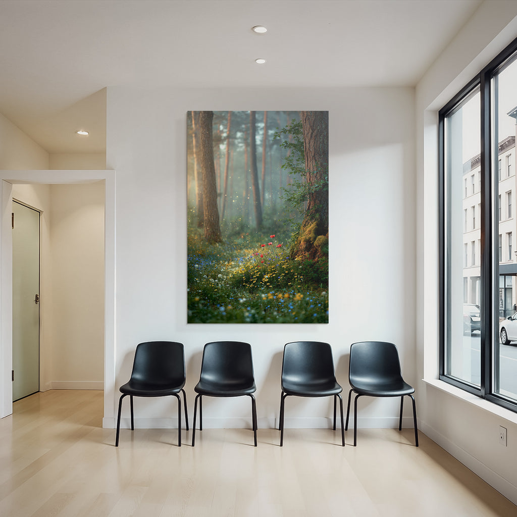 Verzauberter Wald Mit Bunten Wild Und Magischen Lichtpartikeln