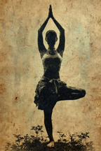 Yoga Meditation Yoga Pose Silhoütte Mit Pflanzen Und Altem Hintergrund | Yoga und Meditation | Themen und Hobbys