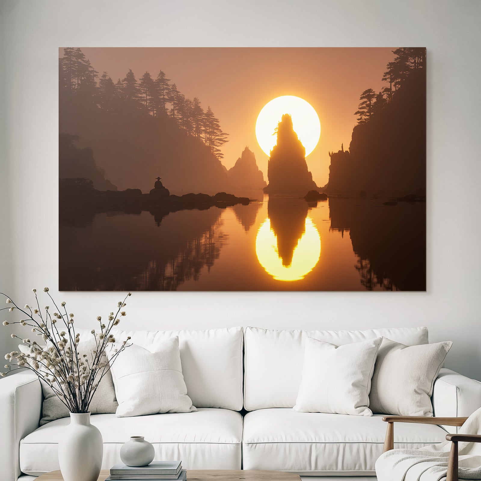 Yoga Meditation Friedliche Landschaft Mit Sonnenuntergang Und Felsen | Yoga und Meditation | Themen und Hobbys