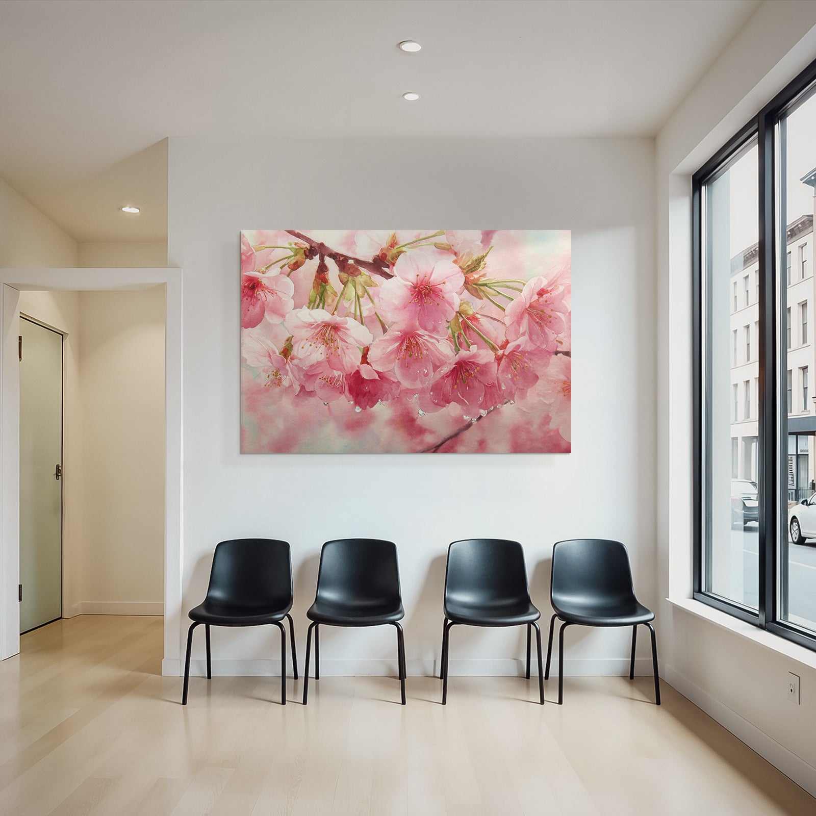 Aquarell Von Kirschblüten Im Frühling