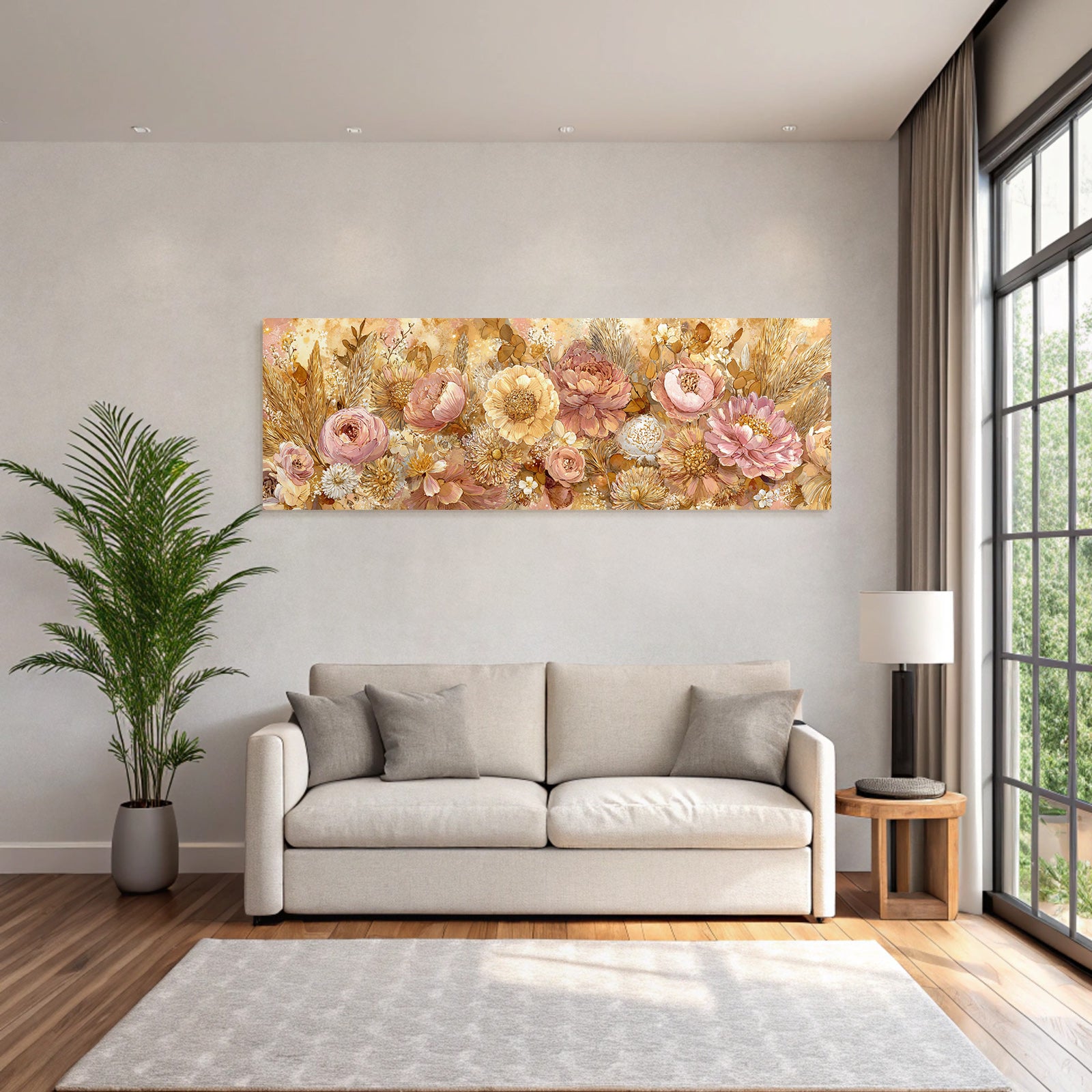 Trocken Retro Flowers Blumige Anordnung Peonies Daisies Und Grünery Illustration
