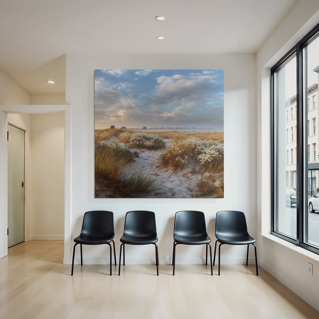 Friedliche Landschaft Sandy Terrain Gras Blumen Dawn Dusk | Duenen und Heide | Landschaften