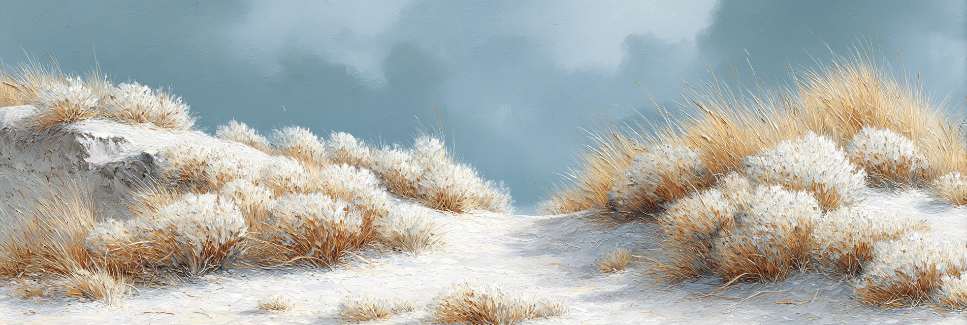 Ruhige Landschaft Impressionistisch Malerei Sandy Terrain Blaür Himmel | Duenen und Heide | Landschaften