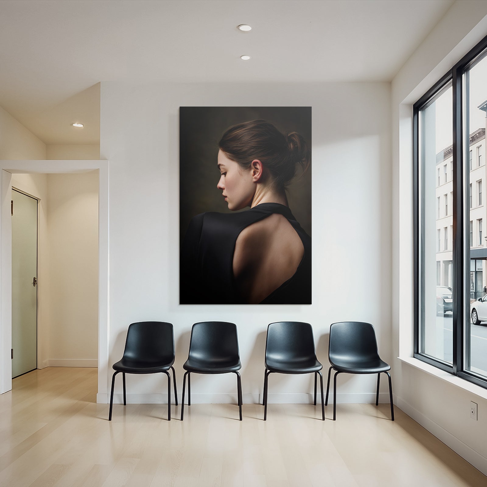 Elegante Porträt Von Hinten Introspektiv Schwarz Grazie | Aktkunst und Sinnlichkeit | Menschen und Emotionen