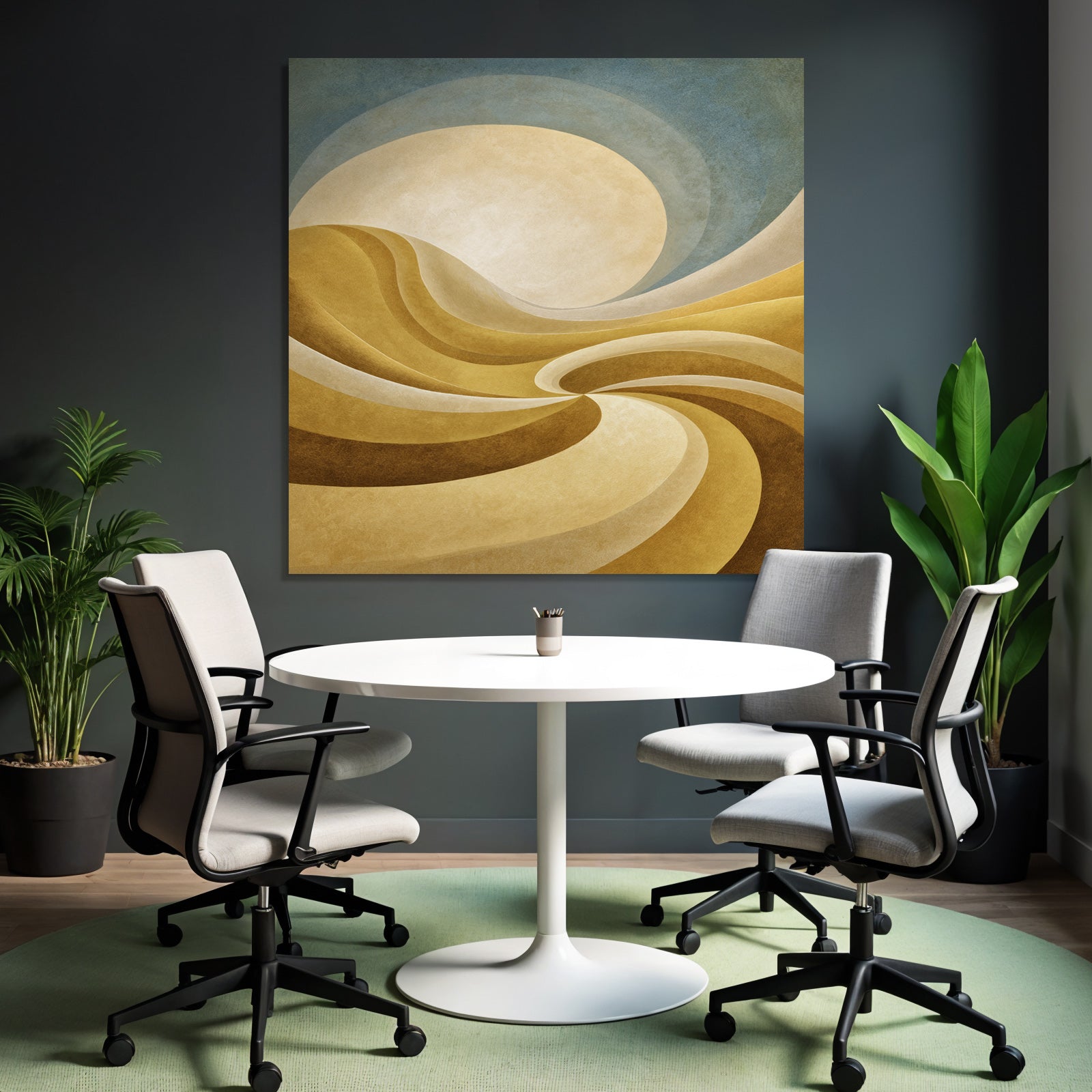 Yoga Meditation Abstrakte Landscape Gold Und Creme Mit Sonne | Yoga und Meditation | Themen und Hobbys