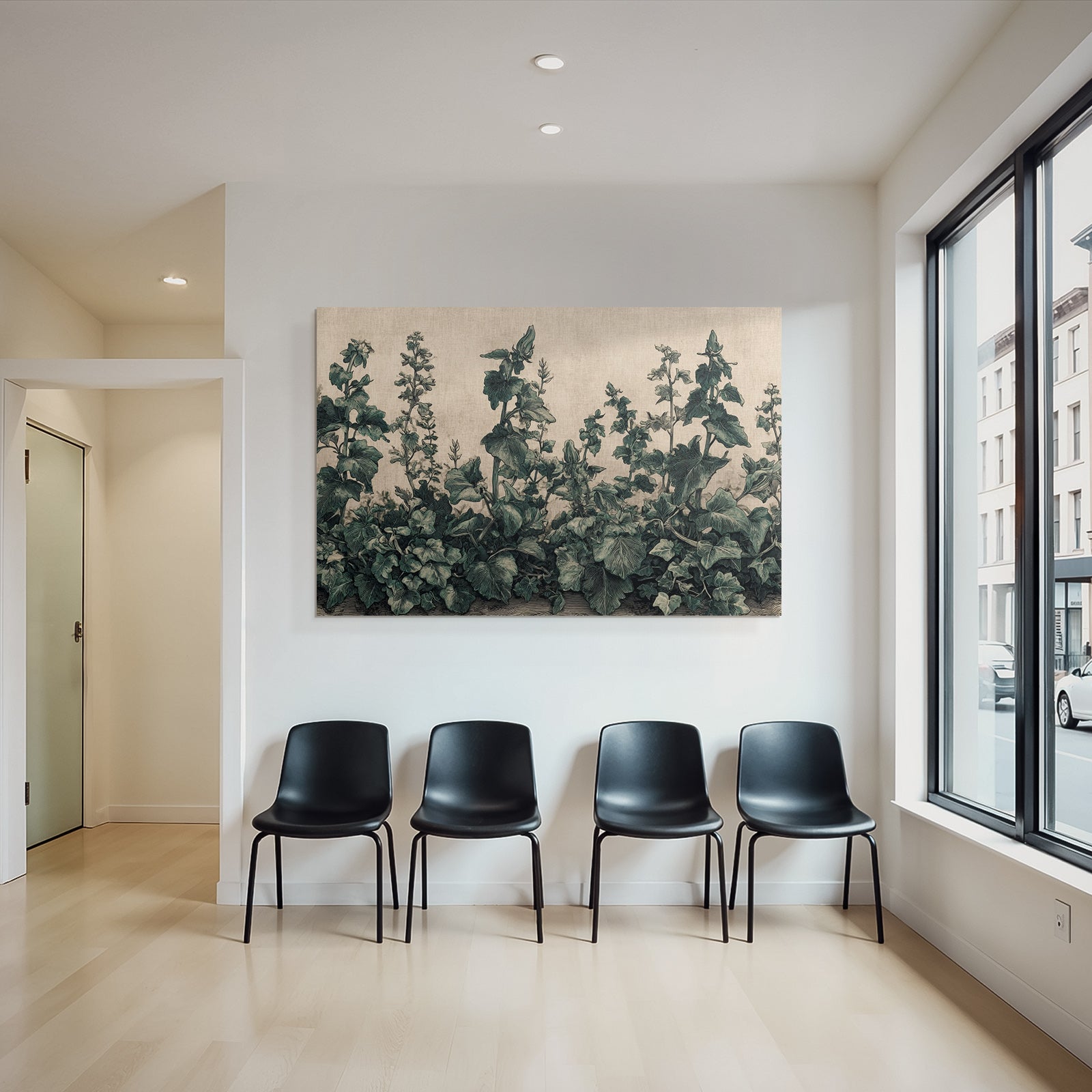 Stilisierte Botanische Pflanzenillustration Mit Texturiertem Hintergrund