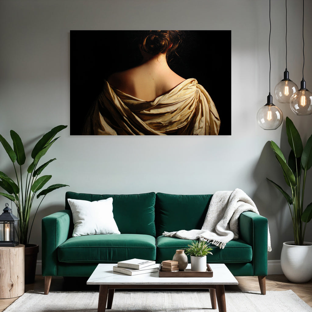 Elegante Rückenansicht Mit Flouwendem Gewand Gemalt | Aktkunst und Sinnlichkeit | Menschen und Emotionen