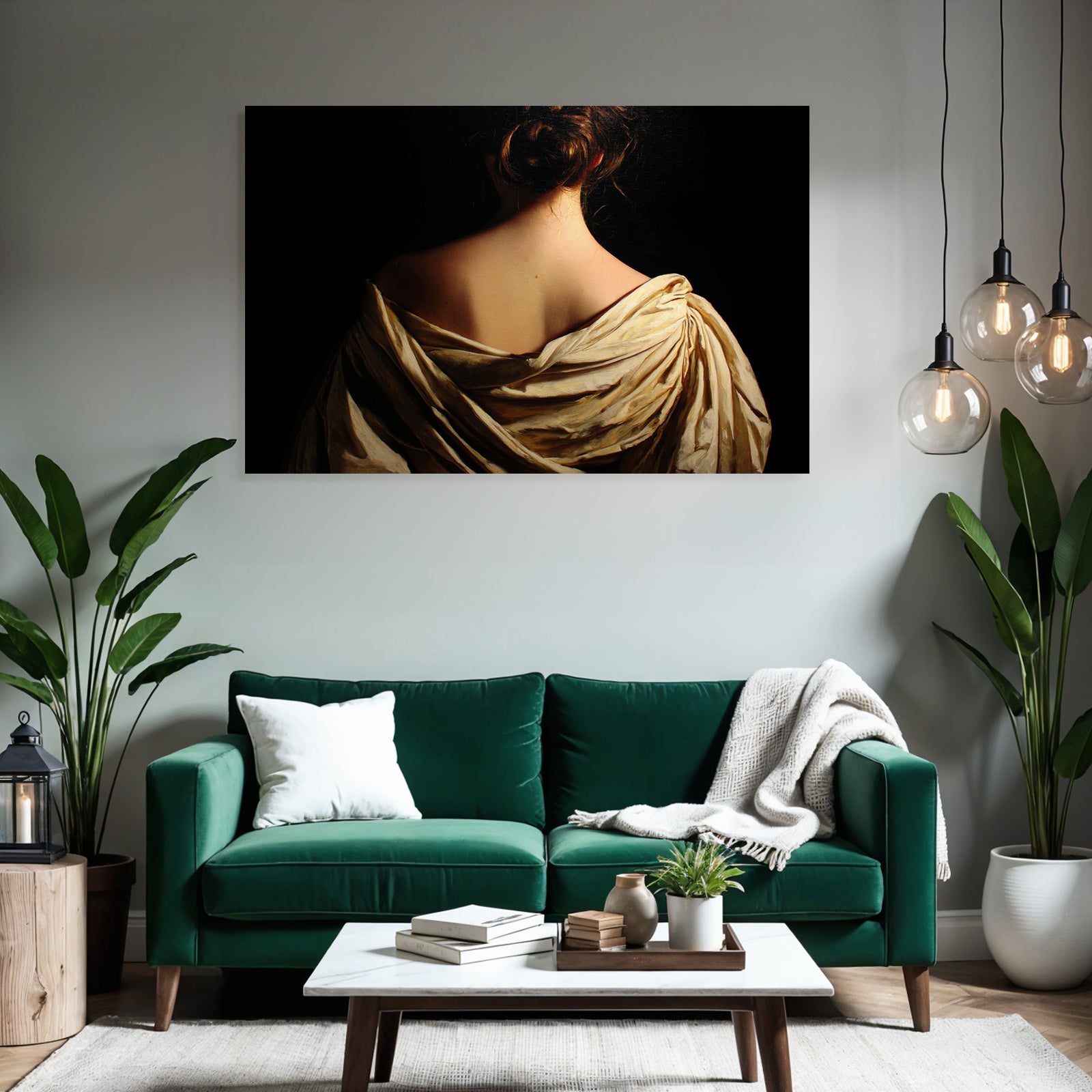 Elegante Rückenansicht Mit Flouwendem Gewand Gemalt | Aktkunst und Sinnlichkeit | Menschen und Emotionen