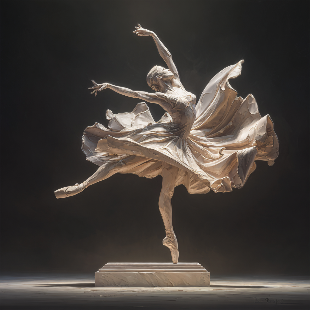 Balletttanzende Skulptur In Ausdrucksvollem Pose | Aktkunst und Sinnlichkeit | Menschen und Emotionen