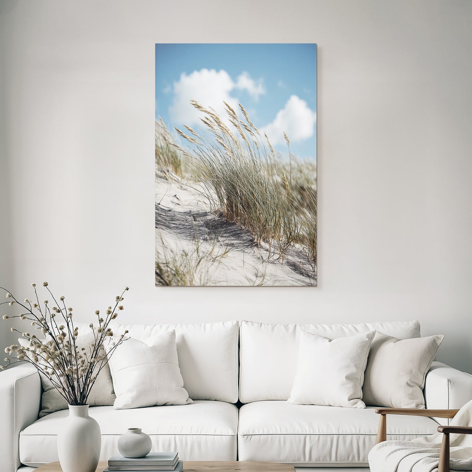 Sandlandschaft Mit Gras Im Wind Unter Blaüm Himmel | Duenen und Heide | Landschaften