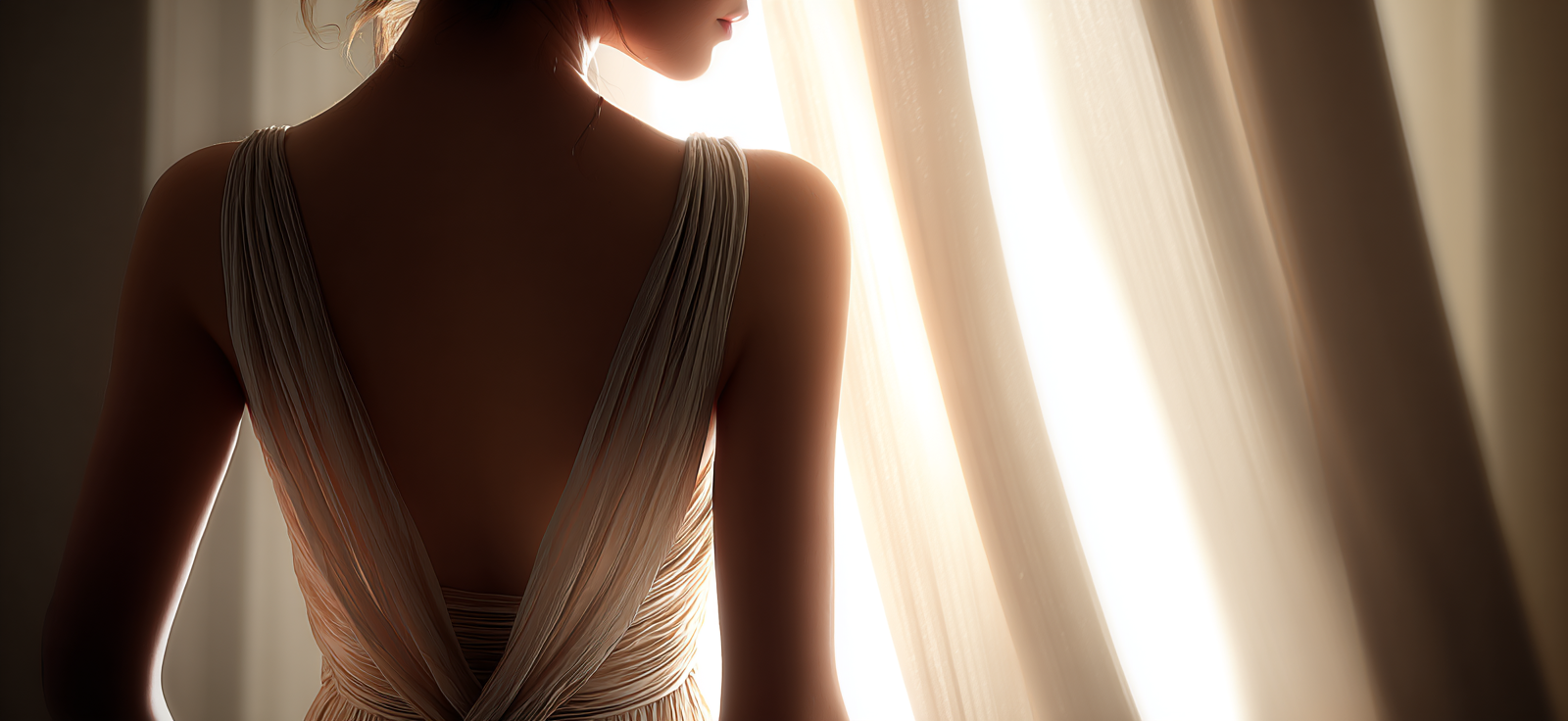 Naheaufnahme Von Einem Rücken Mit Frisur Und Elegantem Kleid | Aktkunst und Sinnlichkeit | Menschen und Emotionen