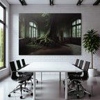 Abandoned Room With Tree Reclaiming Space Wettered Walls And Large Windows | Lost Places | Architektur
