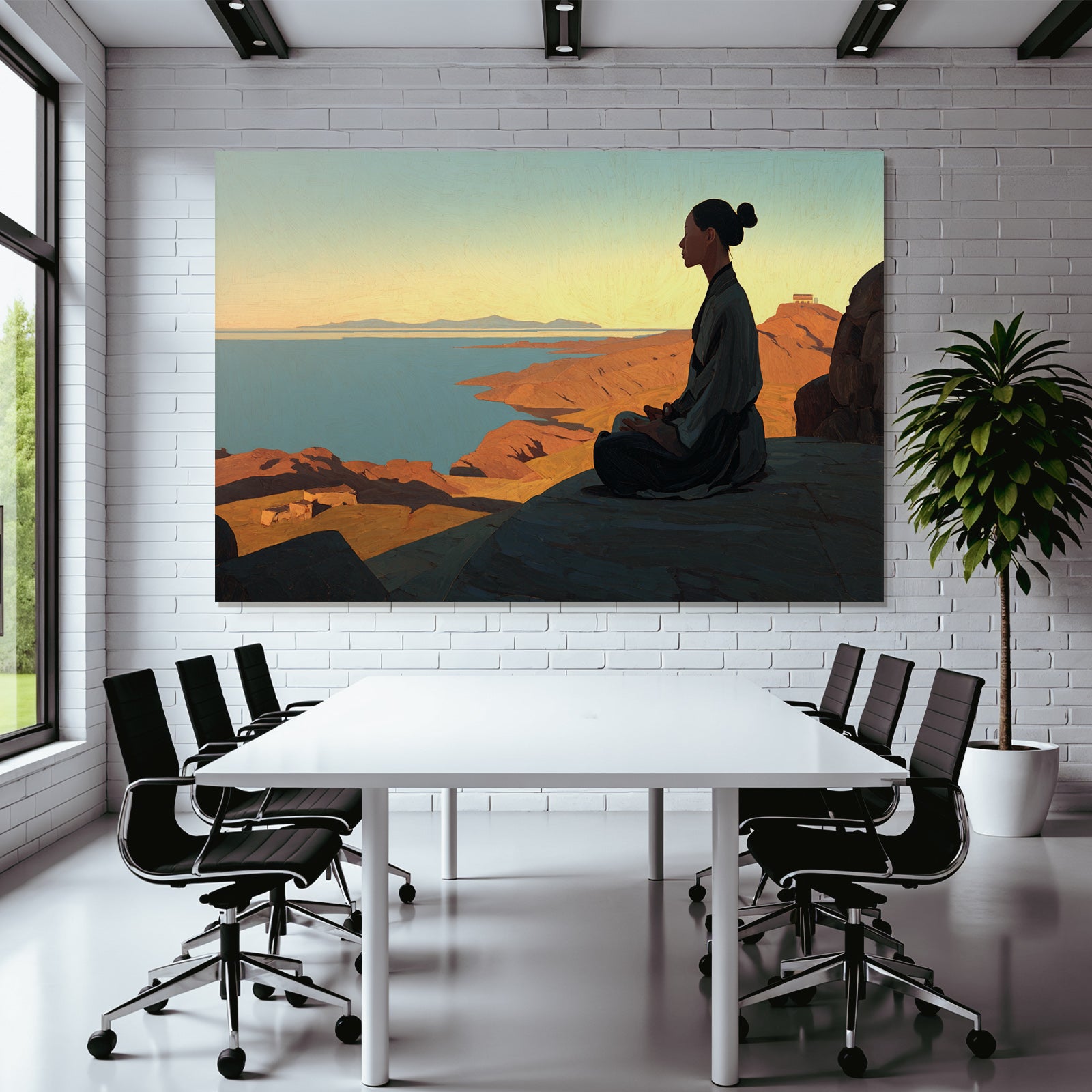 Yoga Meditation Friedliche Landschaft Meditiation Am Wasser Malerei Sonnenaufgang | Yoga und Meditation | Themen und Hobbys