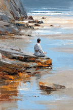 Yoga Meditation Ruhige Küstenlandschaft Meditative Figuren An Der Küste | Yoga und Meditation | Themen und Hobbys