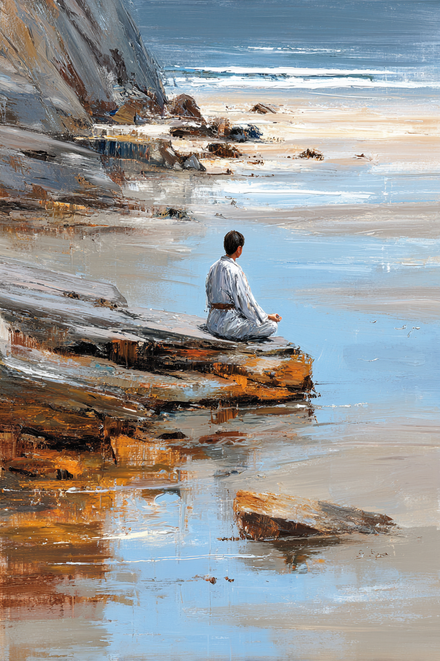 Yoga Meditation Ruhige Küstenlandschaft Meditative Figuren An Der Küste | Yoga und Meditation | Themen und Hobbys