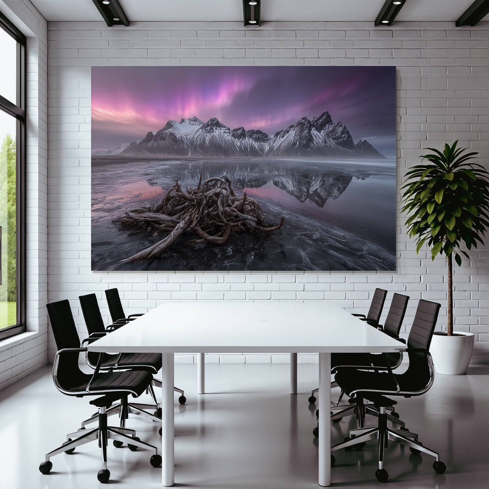 Polarlicht Schneebedeckte Berge Reflexion Im Wasser Atemberaubende Landschaft Sonnenaufgang Sonnenuntergang | Fjorde und Gletscher | Landschaften