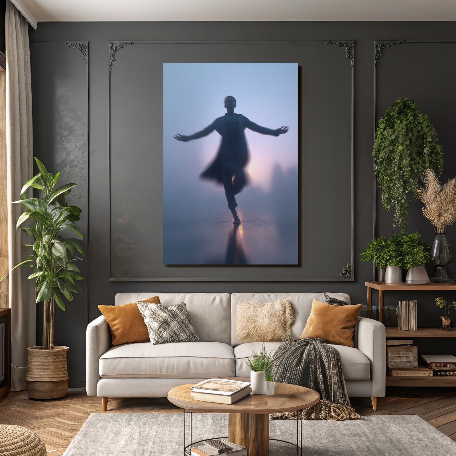 Yoga Meditation Tanzende Figur In Nebliger Umgebung Etherale Schönheit Und Tranquilität | Yoga und Meditation | Themen und Hobbys