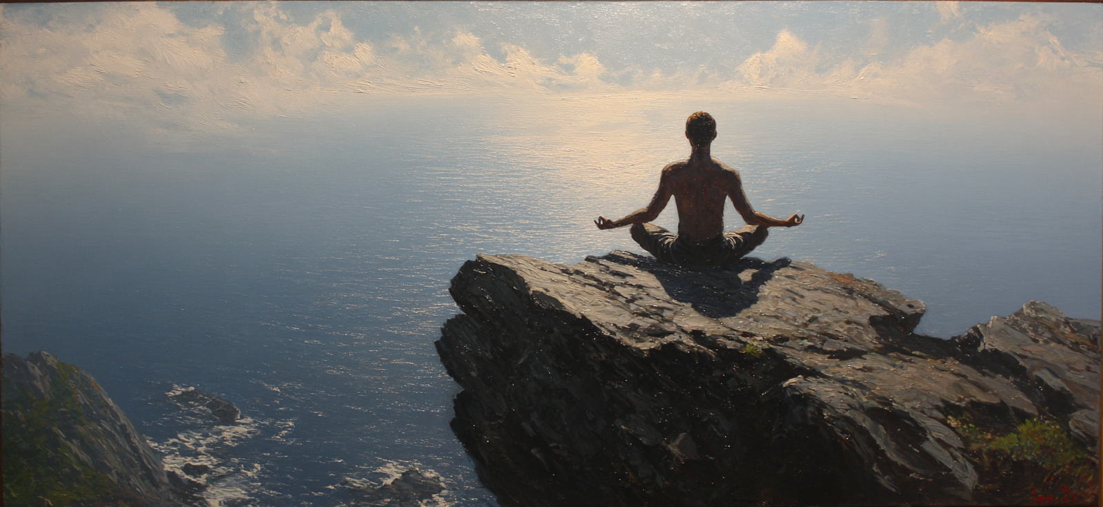 Yoga Meditation Ruhige Szene Meditation Felsen Ausblick Meer | Yoga und Meditation | Themen und Hobbys