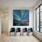 Polarlicht Aurora Borealis Nachtlandschaft Mit Reflexionen In Klarem Wasser | Fjorde und Gletscher | Landschaften