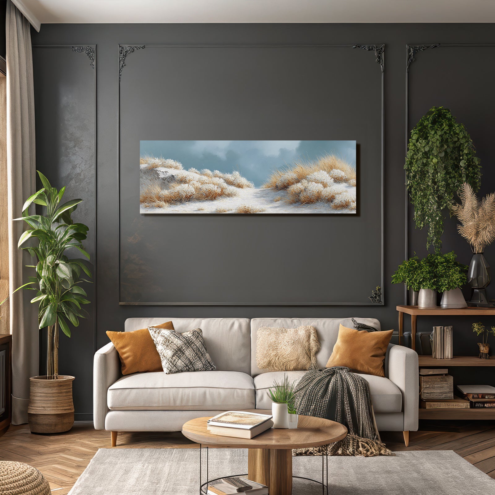 Ruhige Landschaft Impressionistisch Malerei Sandy Terrain Blaür Himmel | Duenen und Heide | Landschaften