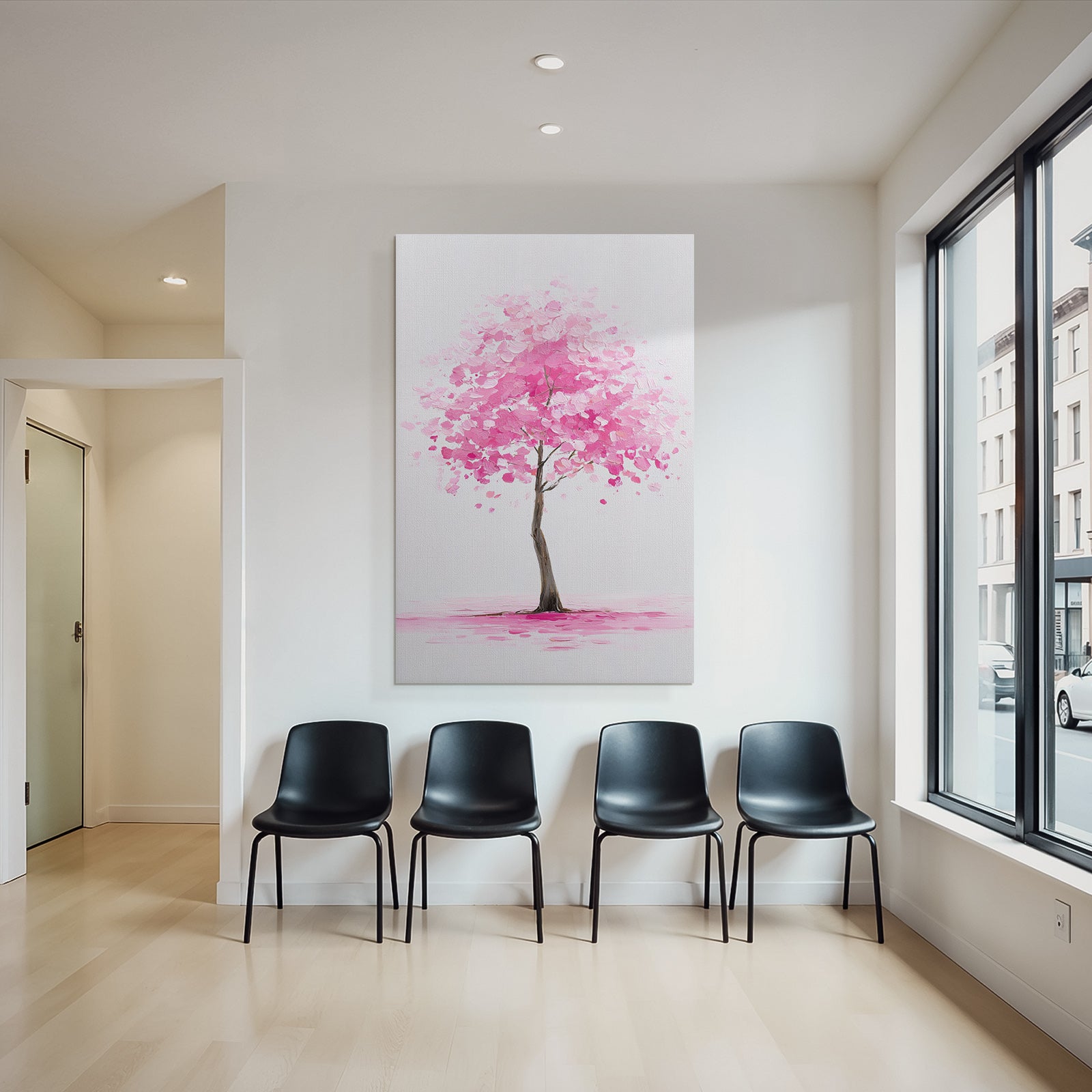 Zartrosa Baum Mit Minimalistischem Hintergrund