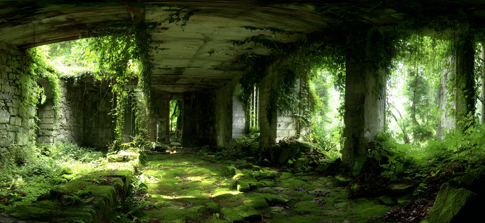 Verlassener Innenraum Mit Pflanzen Im Lichtschein | Lost Places | Architektur