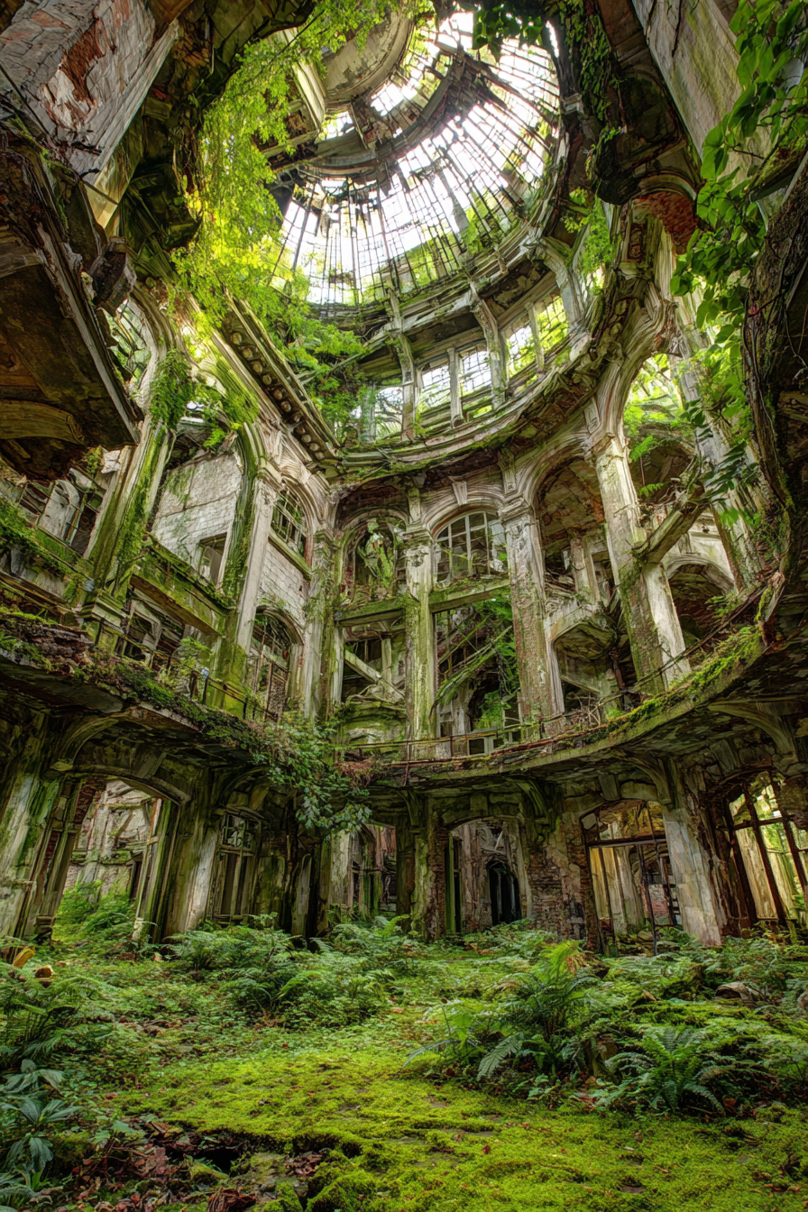 Verlassene Gebaeude Natur Übernimmt Licht Durch Glaskuppel | Lost Places | Architektur
