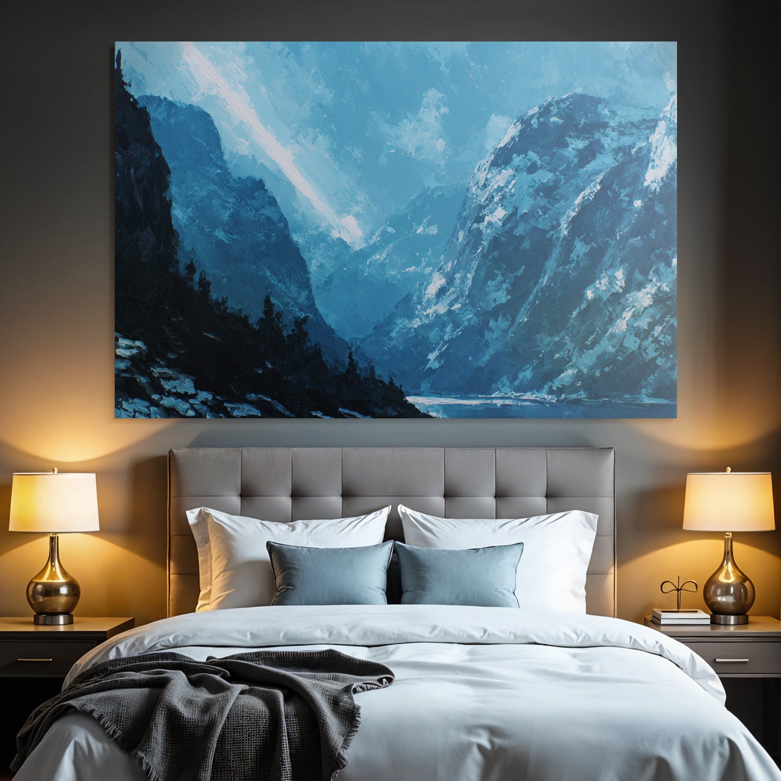 Polarlicht Berglandschaft Mit Blaüm Himmel Und Rosen Landschaft Herbstmalerei | Fjorde und Gletscher | Landschaften