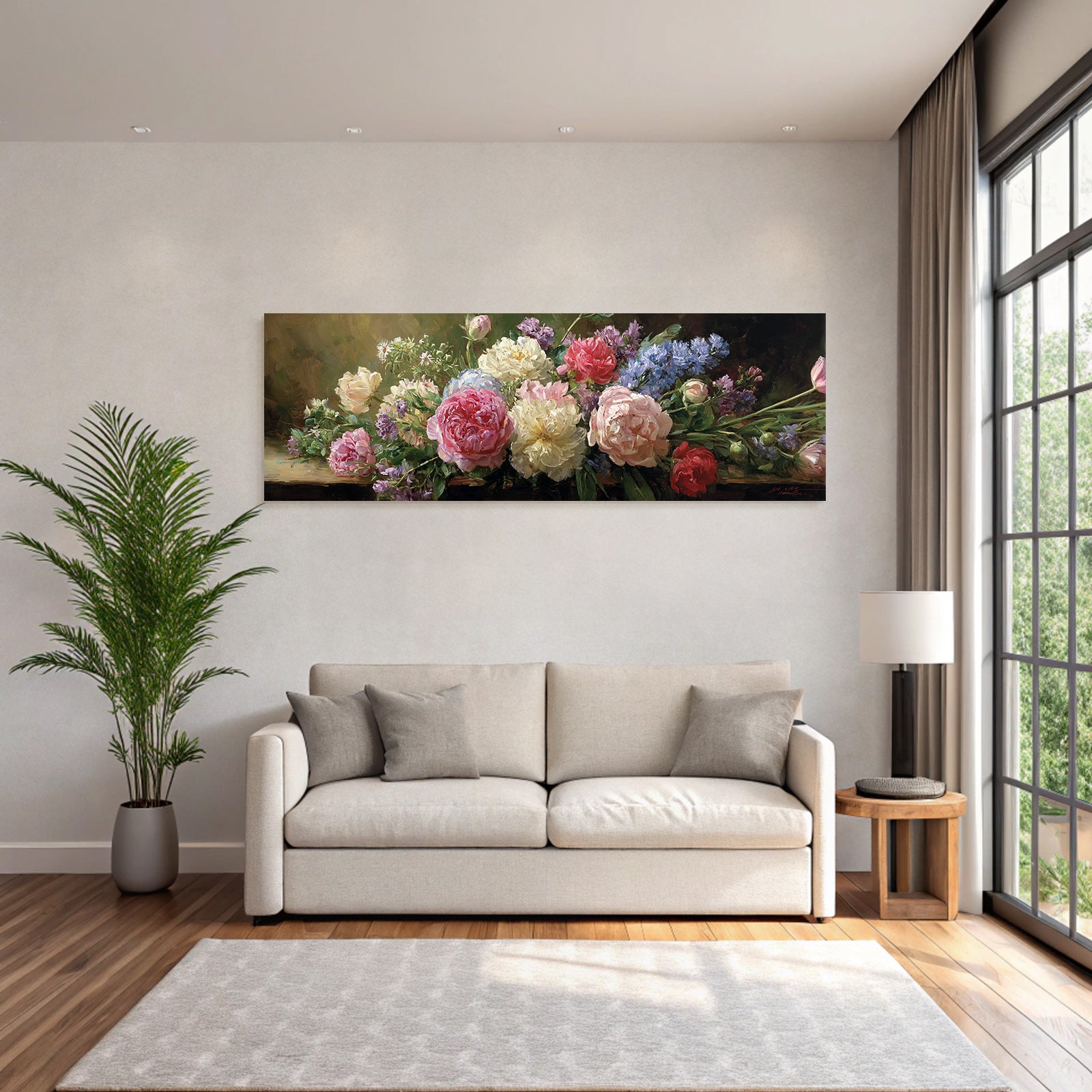Stillleben Mit Pfingstrosen Und Verschiedenen Blüten